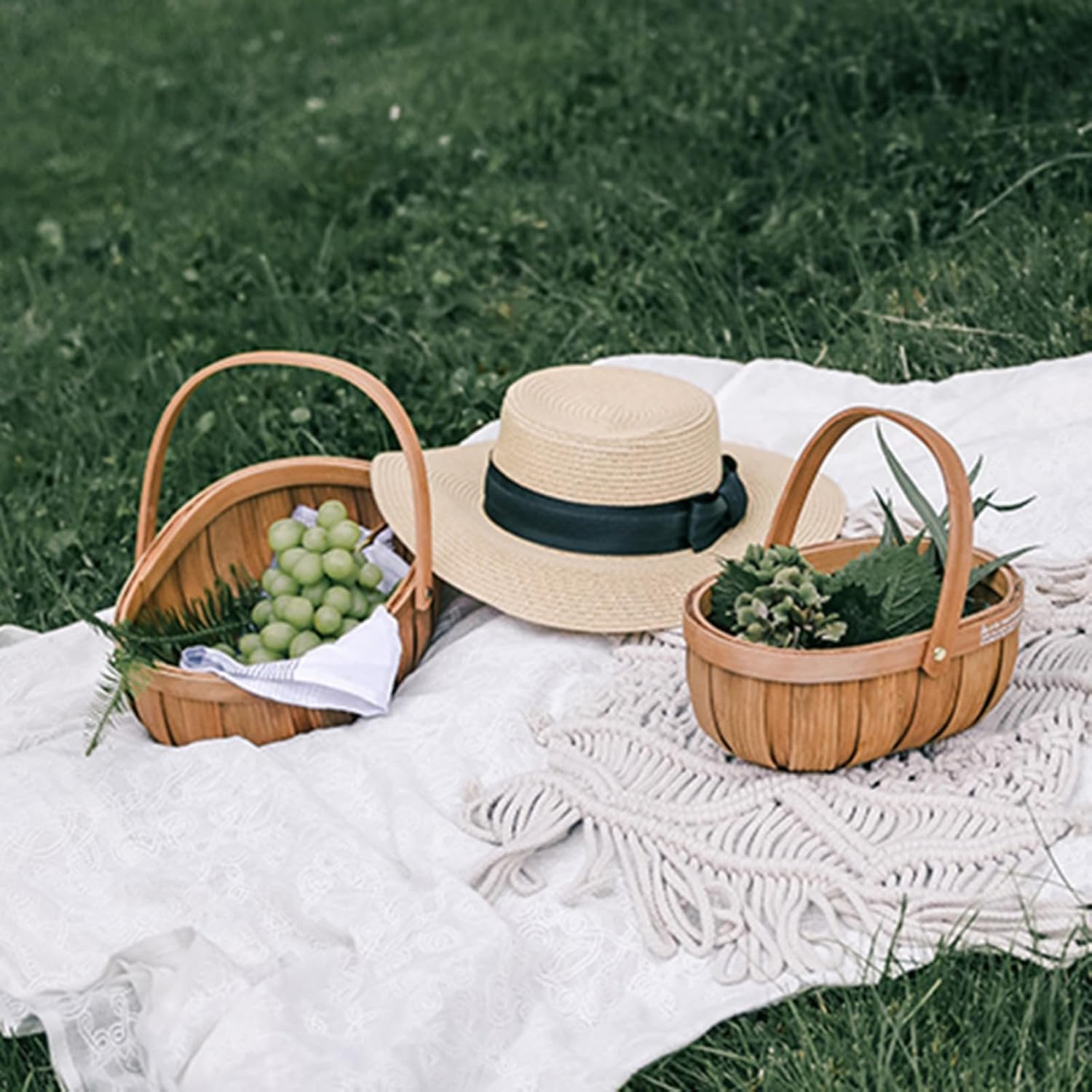 Cestino per il pane in vimini, fatto a mano, cestino da picnic in rattan con manico, supporto per servire cibo, organizer per pane e frutta, soluzione decorativa per riporre oggetti
