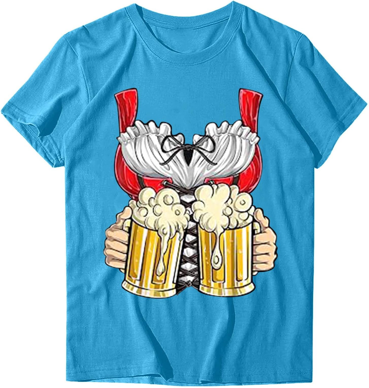 YAFINMOPlus Size Oktoberfest Tops for Women Funny Crewneck Drinking Blouse Vintage Bavarian Beer Festival T-Shirt