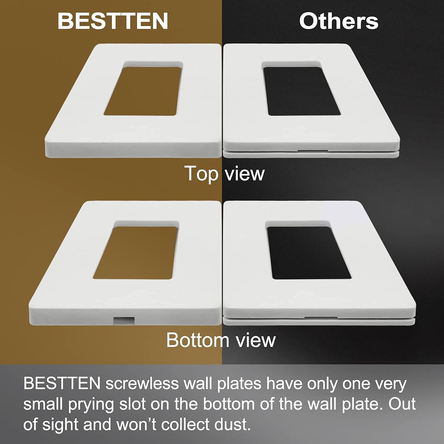 One-Day Sale: Up to 80% Off [50 Pack] BESTTEN 1-Gang Screwless Wall Plate, USWP4 White Series, Decorator Outlet Cover, H4.69” x W2.91”, for Light Switch, Dimmer, USB, GFCI, Receptacle, UL Listed