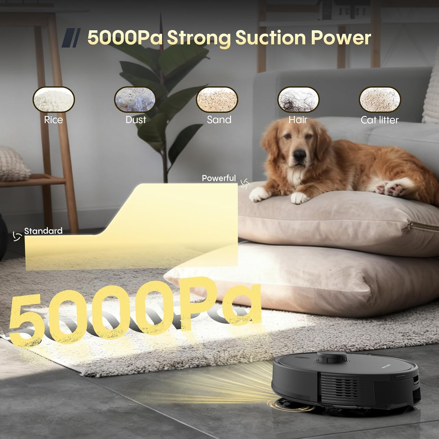 Robot Vacuum and Mop Combo, 90 Days Self-Emptying, 6000Pa Powerful Suction, Home Mapping, Easy Custom Robotic Vacuum for Pet Hair, Dust, Carpet, WiFi/Alexa