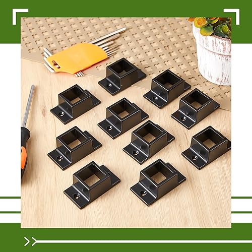 Miniatura 6 de Zonon Soporte de pared estándar para valla de aluminio de 1 x 1 pulgada para rieles, soportes cuadrados de metal de doble brida, soportes cuadrados