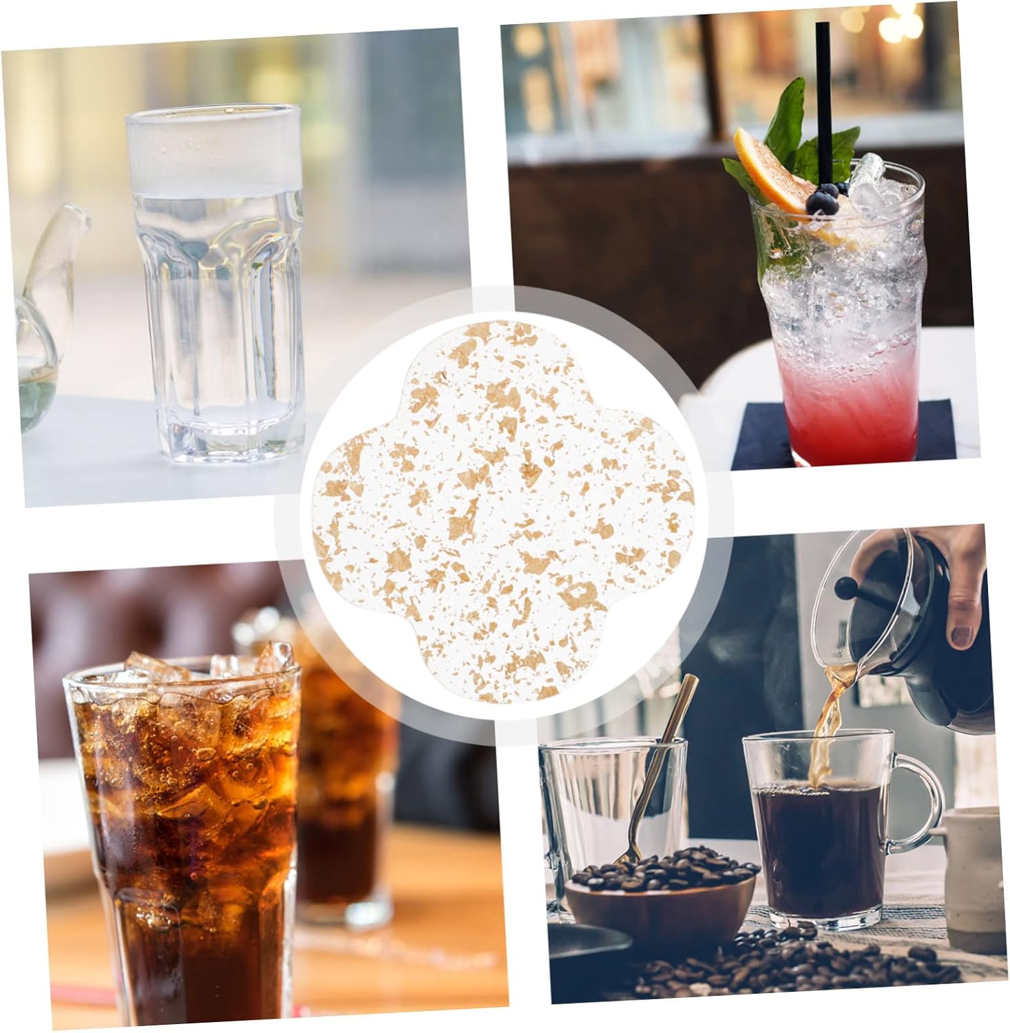 PRETYZOOM 4pcs Creative Clover Heat-Resistant Acrylic Cup Mats Stylish Foil Coasters for Home Tea and Non-Stick Table Protectors