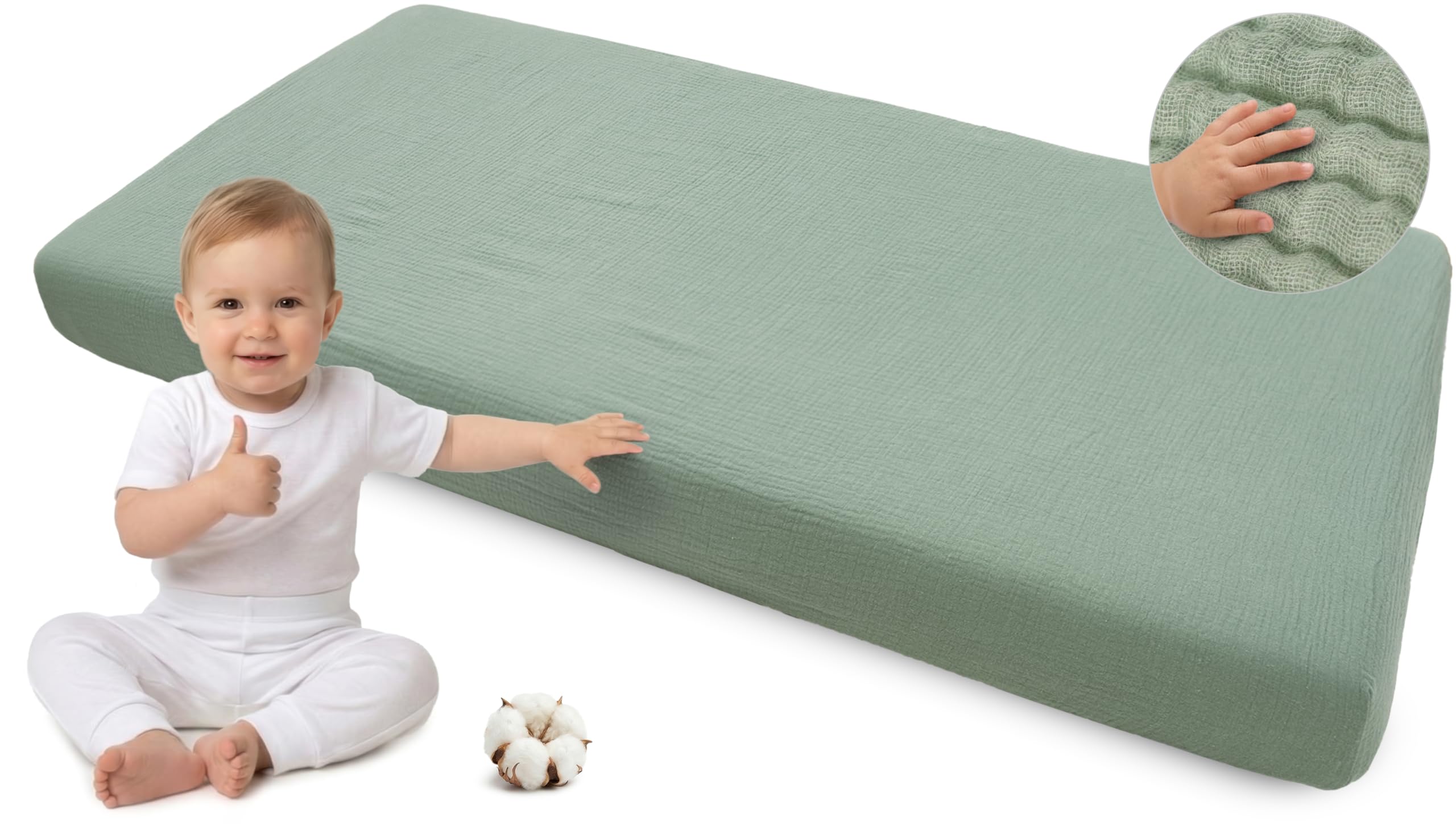 Medi Partners Crawling Blanket for Baby Play Mat 100% Cotton Crawling Mat - 100 x 100 cm Crawling Deck Thick Soft Blanket Playpen Insert Baby Blanket Minky Waffle Play Arch ⟮Stag in Leaves⟯