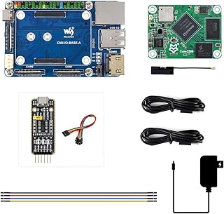 Waveshare Core3566 KIT B Compatible with Raspberry Pi CM4, Package Contain Core3566104032,CM4-IO-BASE-A Board and Necessary Accessories,Rockchip RK3566 Quad-core Processor,with WIRELESS