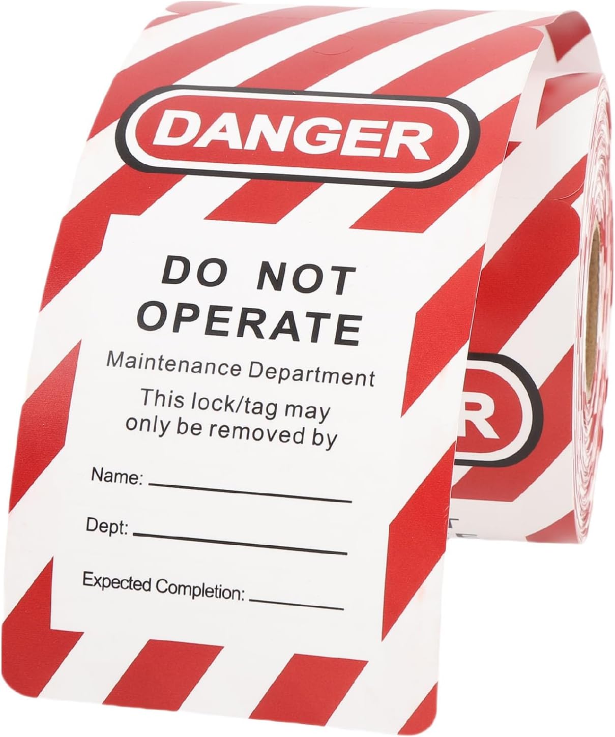 Lockout Tagout Tags, Red Caution Barricade, Danger Do Not Operate Tag, Resists Tears, Safety Tags, Signs, and Labels 200 Pack On A Roll, 5.79" x 2.95"