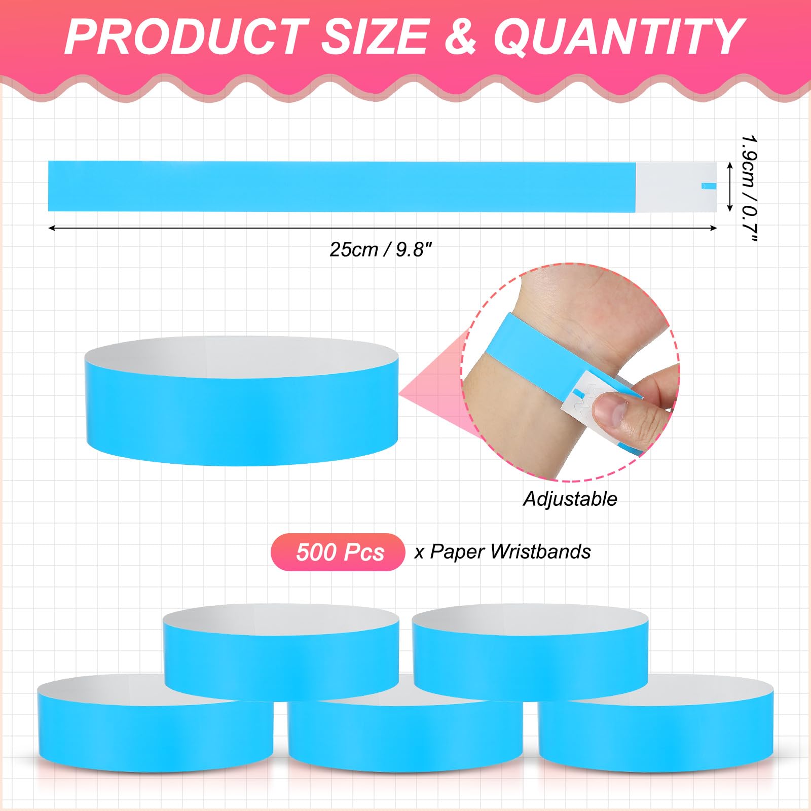 PATIKIL Paper Wristbands for Events 500 Pack Neon Party Wrist Bands - Image 2