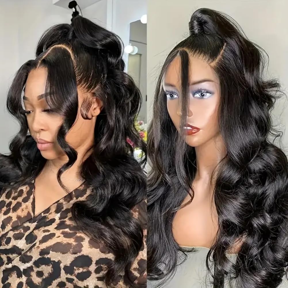 KGIFH 360 HD Lace Front Wigs Human Hair 360 Wig Human Hair Full Lace 180 Density Glueless Body Wave Lace Front Wigs Pre Plucked Hidden Strap