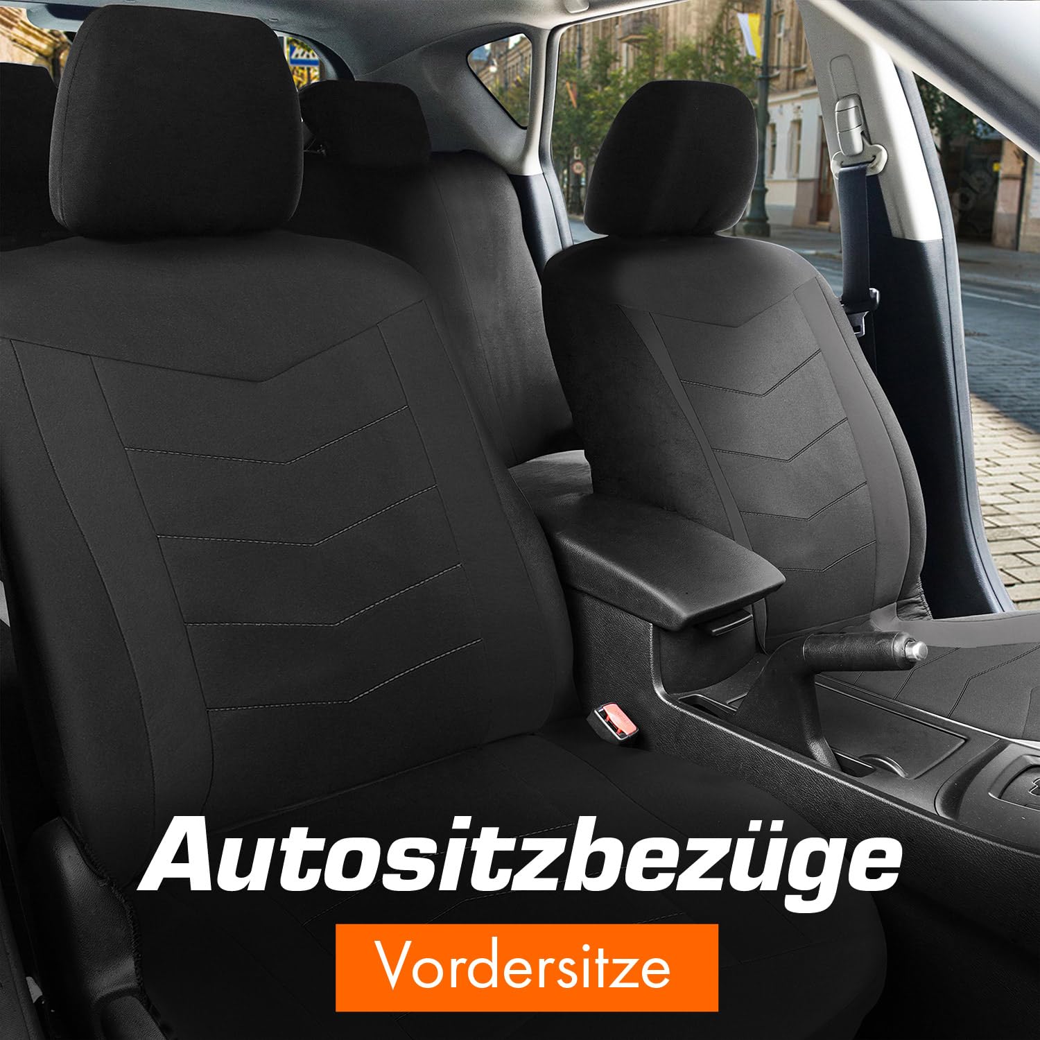Upgrade4cars Autositzbezüge Set für die Vordersitze schwarz | Auto-Schonbezüge Universal Schwarz Auto-Sitzbezug Sommer Winter | Autozubehör Innenraum | Geschenke für Frauen und Männer