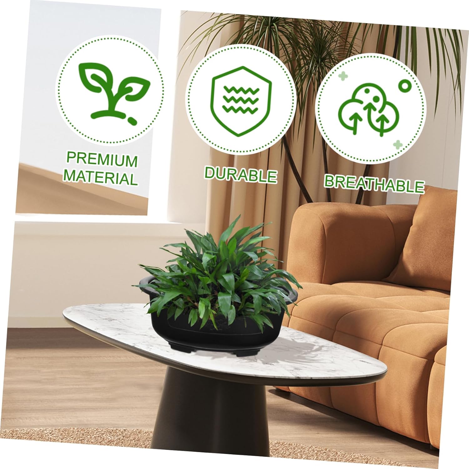 DOITOOL 2Pcs Bonsai Training Pot 15 inch Plastic Flower Pot Bonsai Pot with Drainage Hole, Oval Bonsai Planter Pot Plants Growing Pots for Nursery, Garden, Balcony, Black