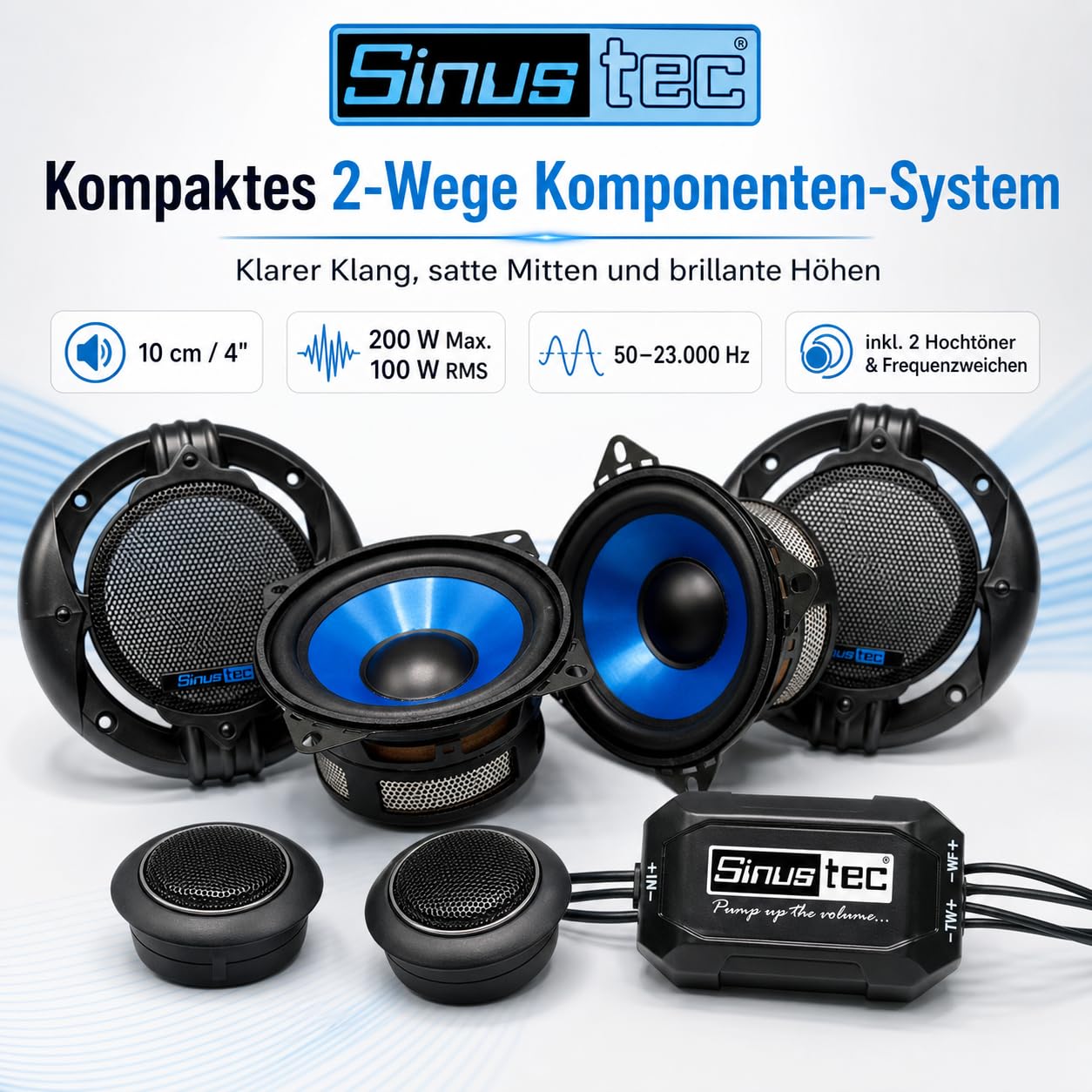 ST-100 10cm 2-Wege Lautsprecher System, Blau