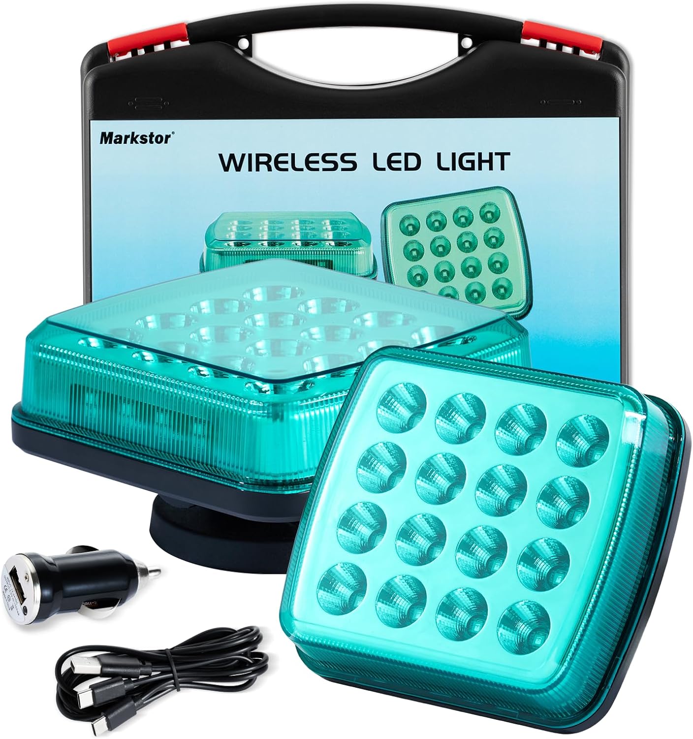 Wireless LED Road Flares for Emergency,Rechargeable Safety Flashing Lights for Vehicles,Portable Strobe Light Magnetic Emergency Strobe Light Kit for Trucks