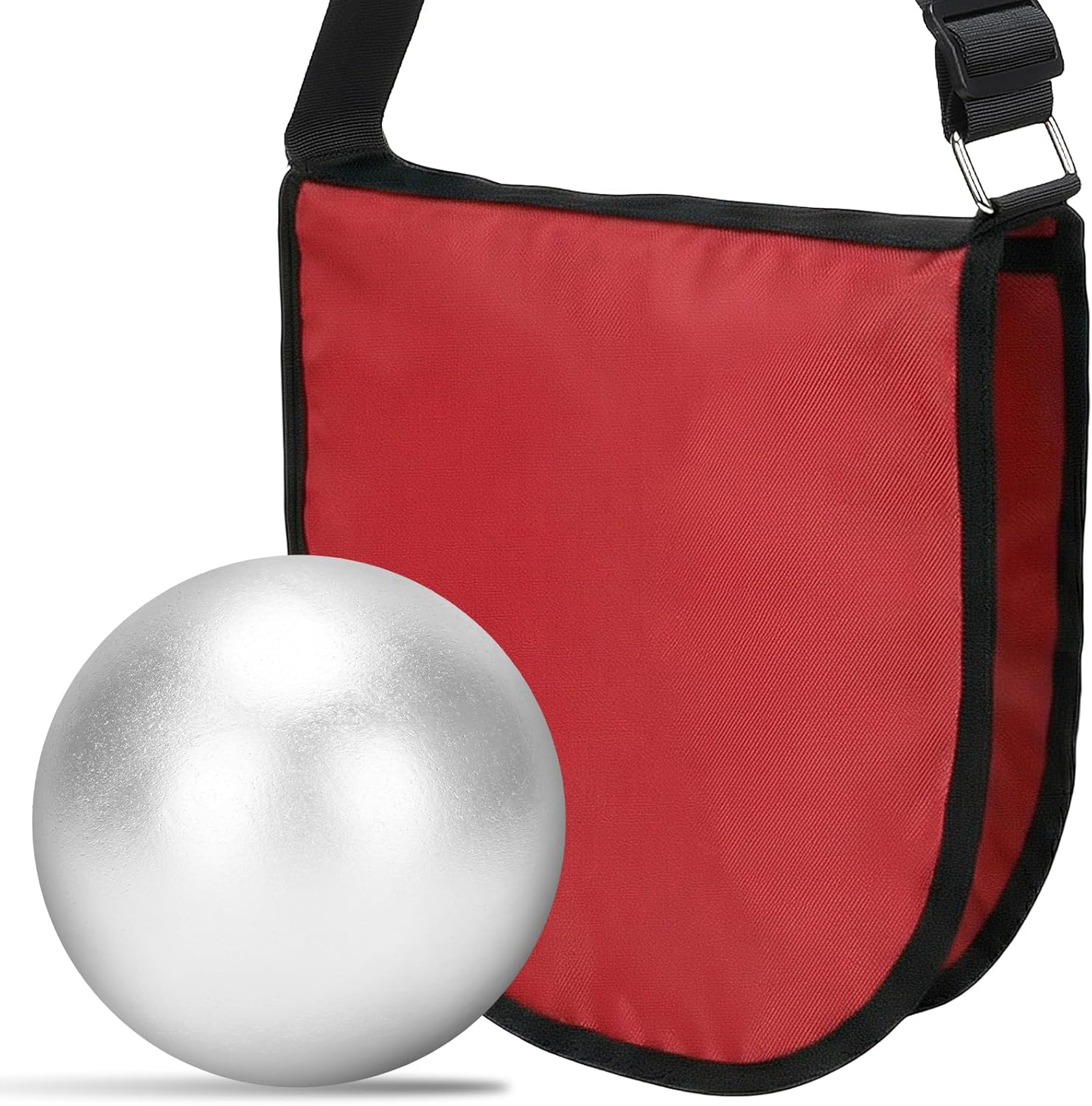 Iron Shot Put Ball 8 lbs Shotput with Discus 4kg Shot Put Carrier Bag 2 Large Pockets Discus Pouch with Adjustable Carrying Strap for High School Track & Field Competition Athletic Throwing Training