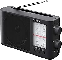 Sony ICF-506 Portable AM/FM Analog Tuning Radio with Big Sound, Carry Handle & Dual Power - Black