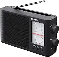 Sony Rádio FM/AM portátil de ajuste analógico ICF-506, preto, 1 kg
