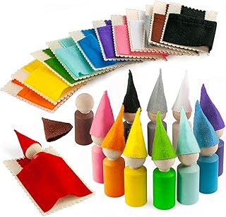 Ulanik Peg Dolls with Hats and Beds Montessori Toy Wooden Sorter Game 12 Gnomes 60 mm Age 3+ Color Sorting and Counting Peg Dolls Preschool Learning Education