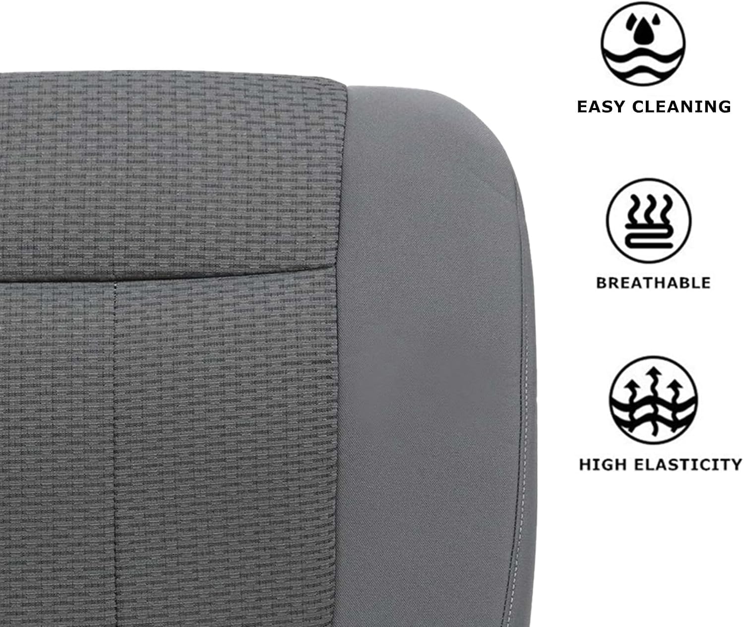 Driver Side Bottom Replacement Seat Cover Cloth Gray Compatible with Ford F250 F350 F450 F550 2011 2012 2013 2014 2015 2016