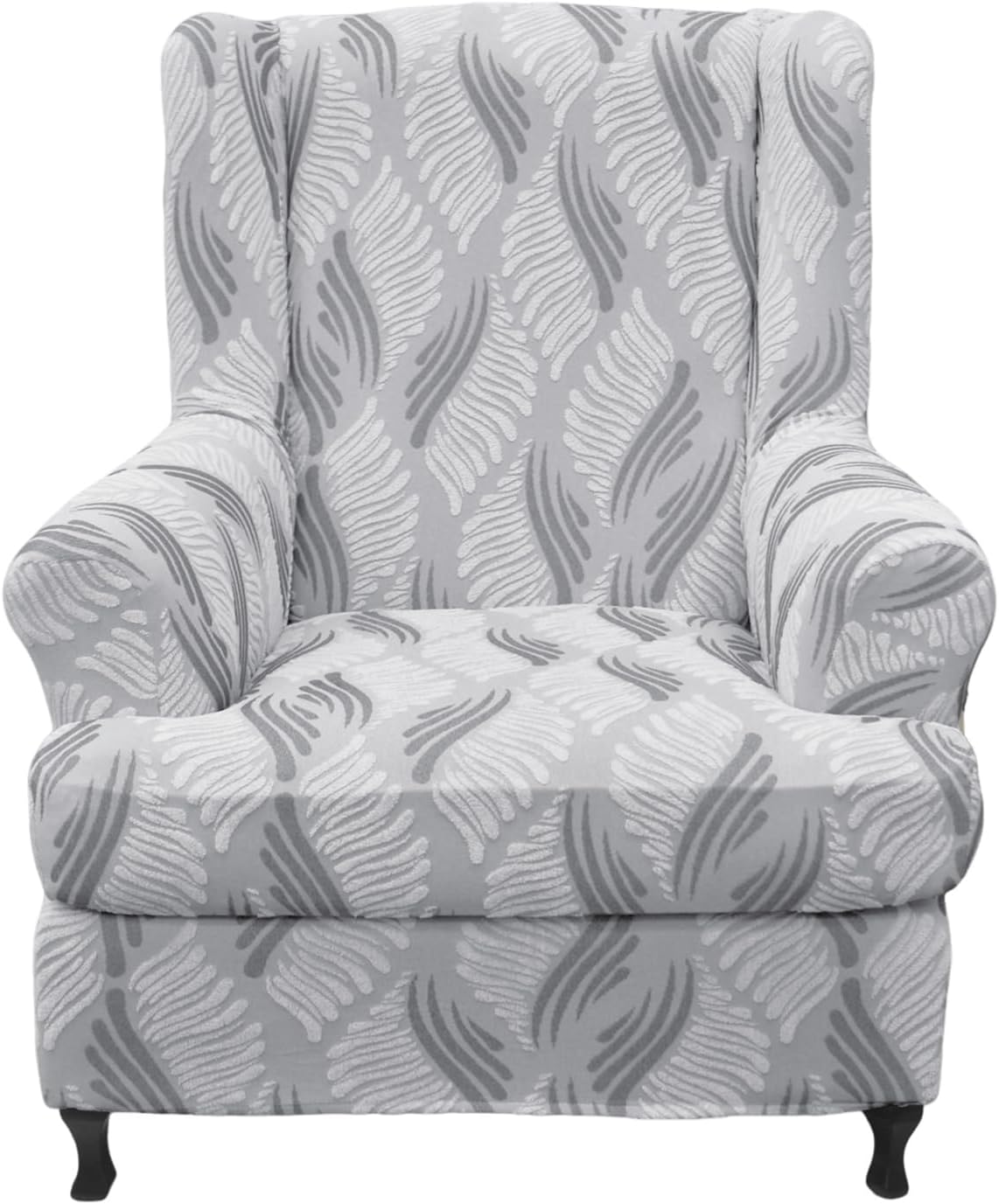 Eco-Ancheng Wingback Chair Cover Wingback Chair Slipcover 2-Piece Wingback Sofa Slipcover Wingback Armchair Slipcovers Furniture Protector with Elastic Bottom for Living Room Bedroom Wingback Chair,49