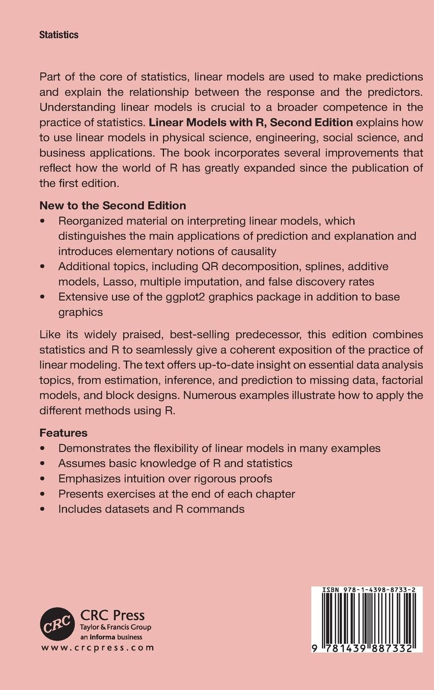 Linear Models with R (Chapman & Hall/CRC Texts in Statistical Science)