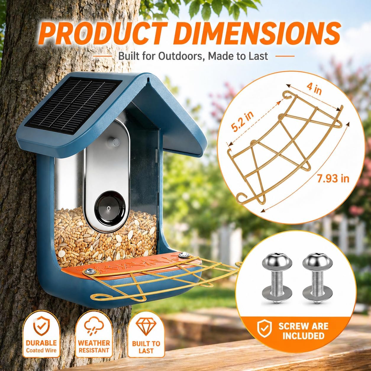 Metal Perch Extender for Smart Bird Feeder,Durable BirdBuddy Add-on Accessory in Metal, Custom-Fit Extended Perch with Screws and Washers,Enhanced Birdwatching & Photography，Gold image 3