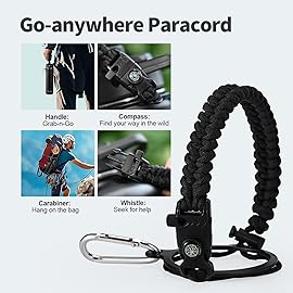 WixByti 24 oz Insulated Water Bottle with Straw (Cold for 48 Hrs), Stainless Steel Triple Wall Vacuum Sports Water Jug, Leakproof Hydro Cup Flask with Paracord Handle & Straw Spout Lids & DIY Stickers