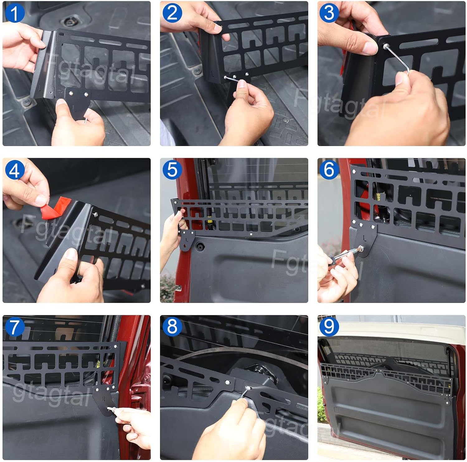 Tailgate Storage Panel Compatible with Toyota FJ Cruiser 2007-2021 Rear Window Molle Panel Interior Back Door Organizer Storage Box Expansion Accessories