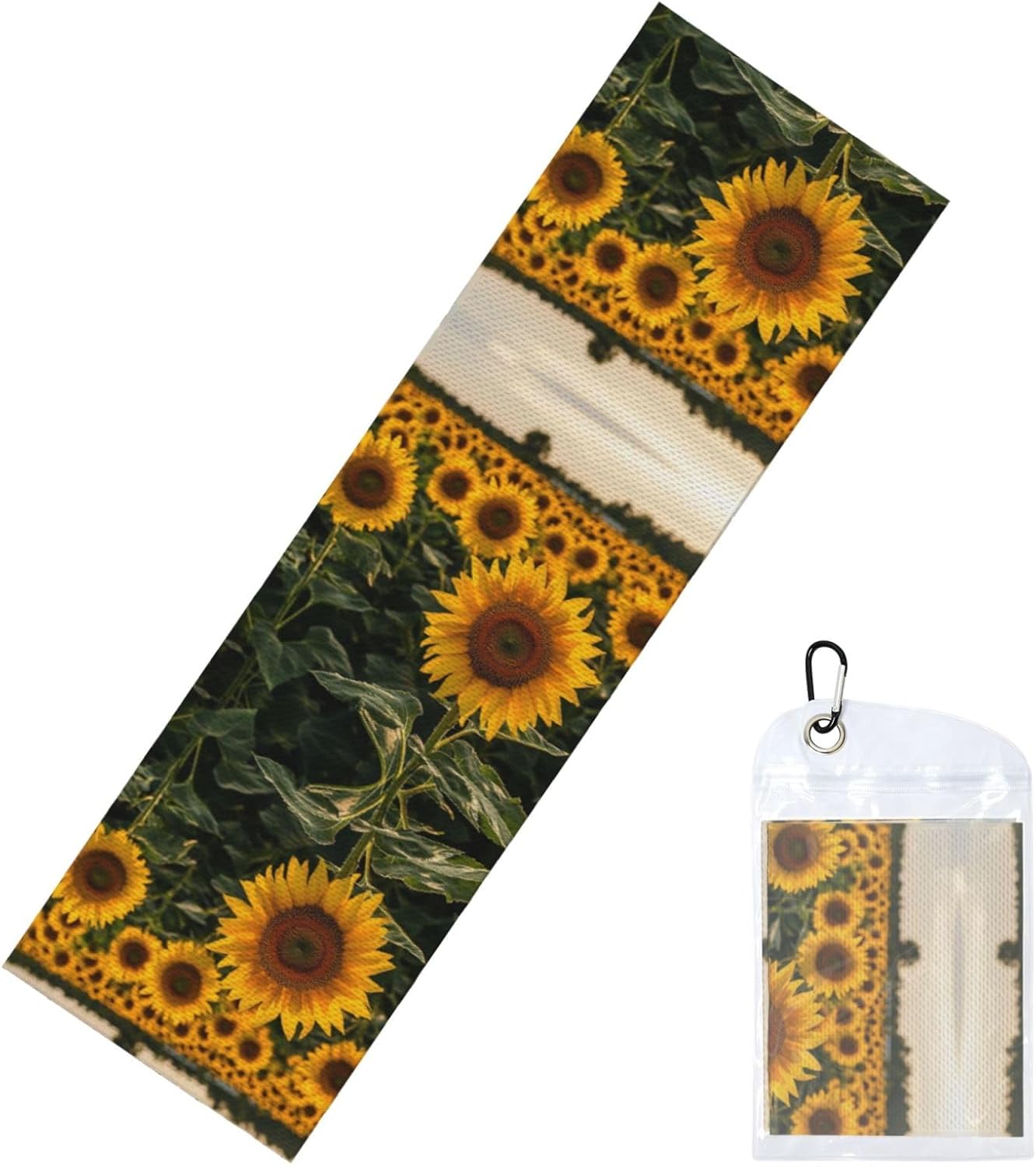 Cooling Towels (40″x12″) Soft Breathable Gym Towels with Waterproof Bag Cooling Neck Wraps for Hot Weather Beautiful Sunflower Sweat Towel Microfiber Chilly Towel for Yoga Sport Running Workout