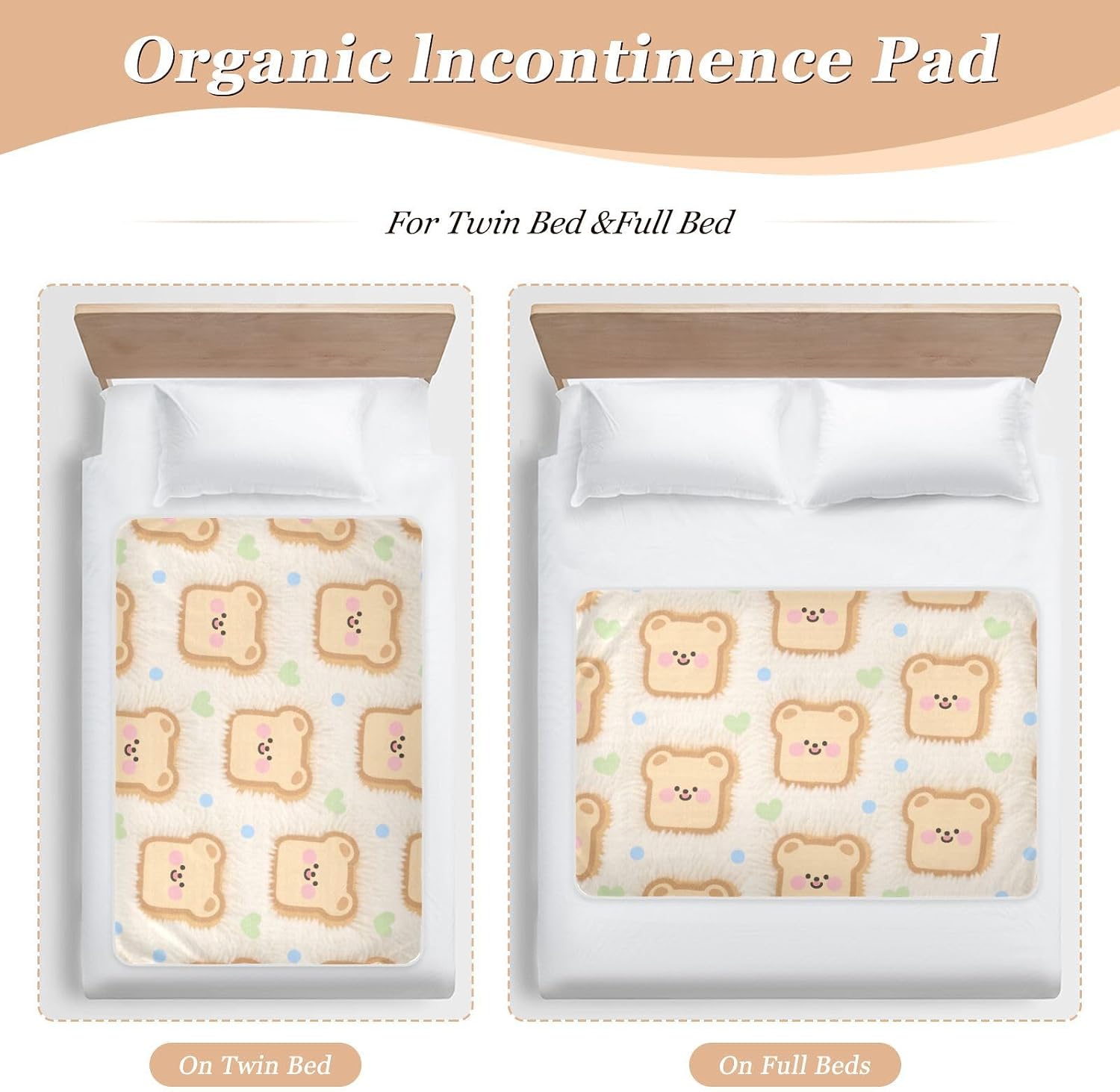 Cartoon and Cute Brown Toast Dog Extra Large Resuable Toddler Mattress Pads Highly Absorbent Bed Wetting Pads Leakproof Quick Drying Pad Liner for Baby Toddler Children , 52" L x 34" W