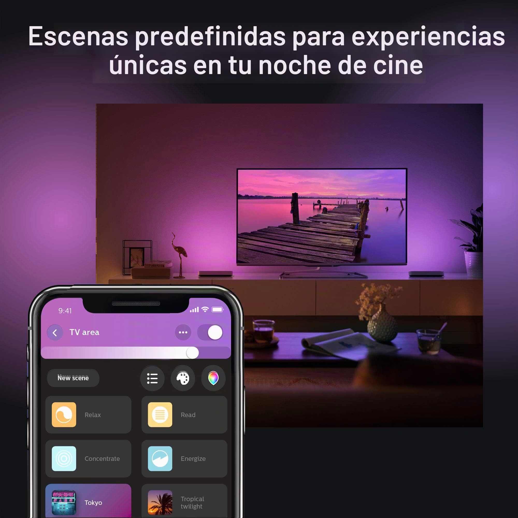 Philips Hue Play Barra de luz regulable, incluye alimentador (2 unidades) Play Barra de luz regulable compatible con Amazon Alexa, requiere conexión a puente Hue