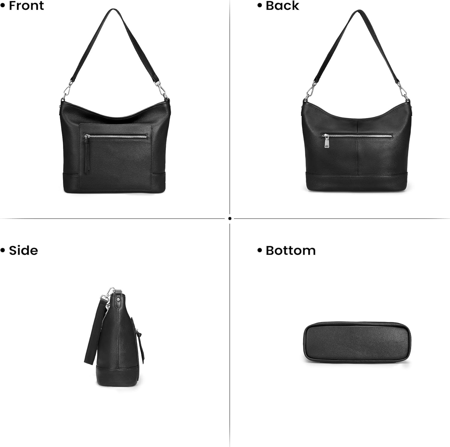 befen Soft Genuine Leather Hobo Bags for Women, Large Multi-Pocket Shoulder Crossbody Handbags with Zipper Closure - Image 6