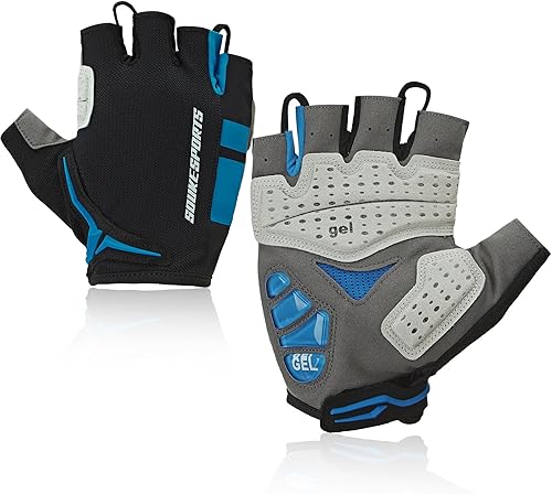 Souke Sports Guantes de ciclismo para hombre con almohadillas de gel, guantes de bicicleta de medio dedo, ligeros, antideslizantes, absorben los