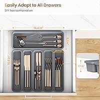 Vista 3 de 6 Pack Silicone Drawer Organizer for Kitchen, DIY Free Combination Silverware Organizer, Utensil Drawer Organizer, Moisture-proof and Heat-resistant