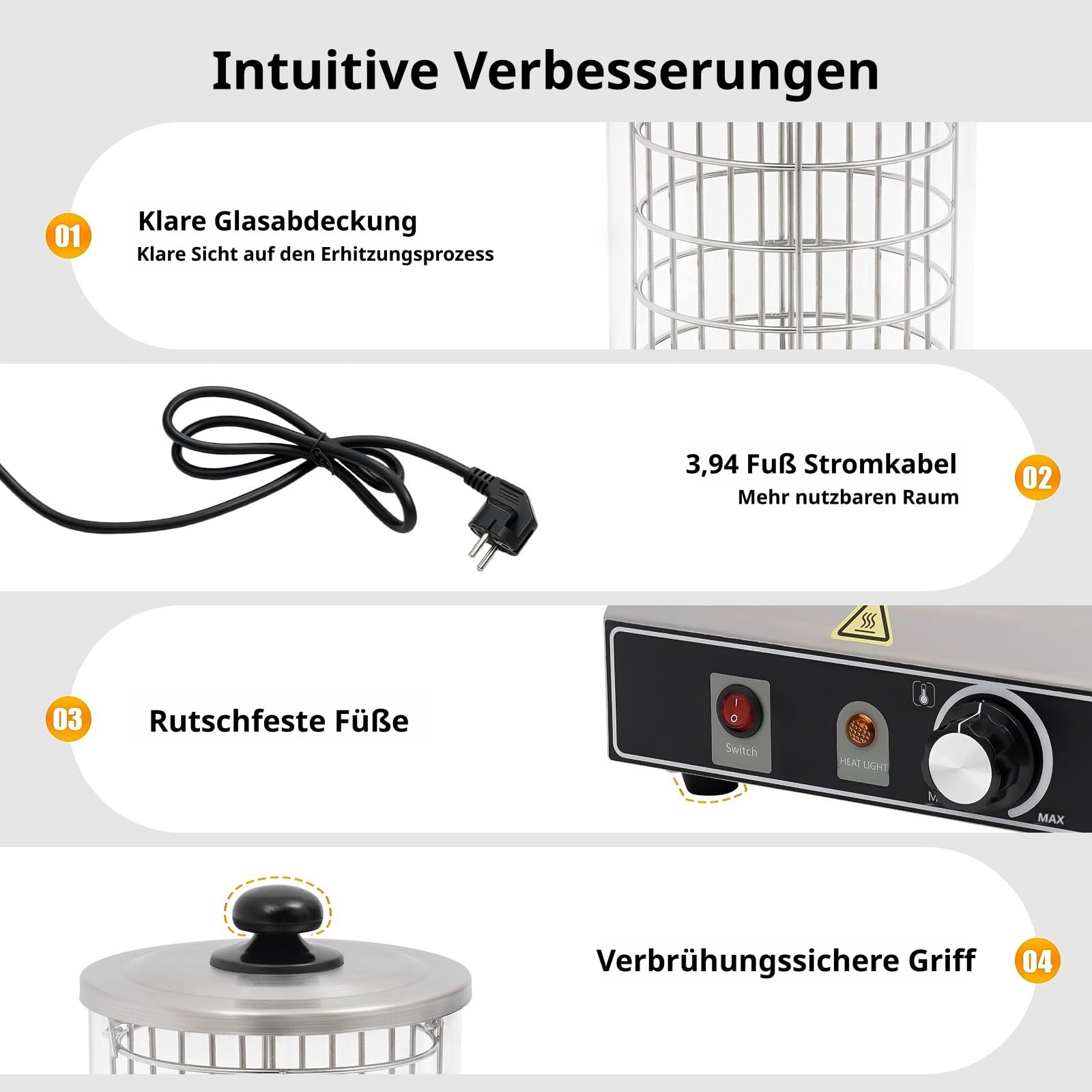 Würstchenwärmer Elektrischer Hot Dog Maker Maschine 220V Wurstkocher, 0～85℃Einstellbare Temperatur Got Dog Dampfer für westliche Restaurants, Fast-Food-Läden, Cafés