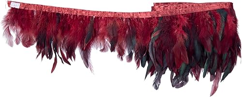 Miniatura 9 de AWAYTR Flequillo de plumas de cogote de gallo recortadas de 5 a 7 pulgadas de ancho paquete de 5 yardas