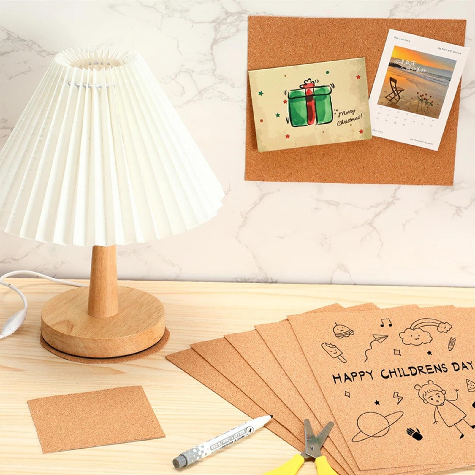 Hojas de Corcho Autoadhesivas 30x21cm 2mm Espesor 8 Piezas para Decoración Mural y Tablones de Anuncios