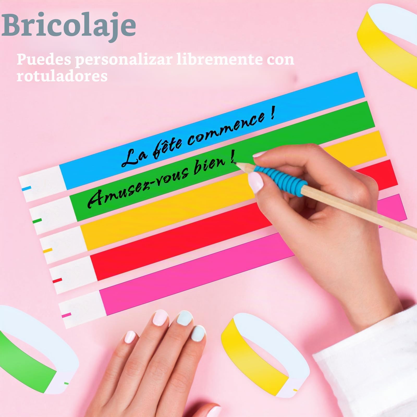 LOMIMOS 700 PCS Pulseras de Papel, Pulseras de Identificación Impermeables, Pulsera de Entrada, Pulseras de Evento Coloridas para Fiestas, Festivales de Música, Eventos, Clubs, Conciertos