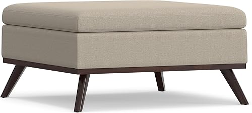 Miniatura 182 de SIMPLIHOME Owen - Bandeja rectangular moderna de mediados de siglo de 34 pulgadas de ancho, otomana pequeña para almacenamiento de mesa auxiliar, en