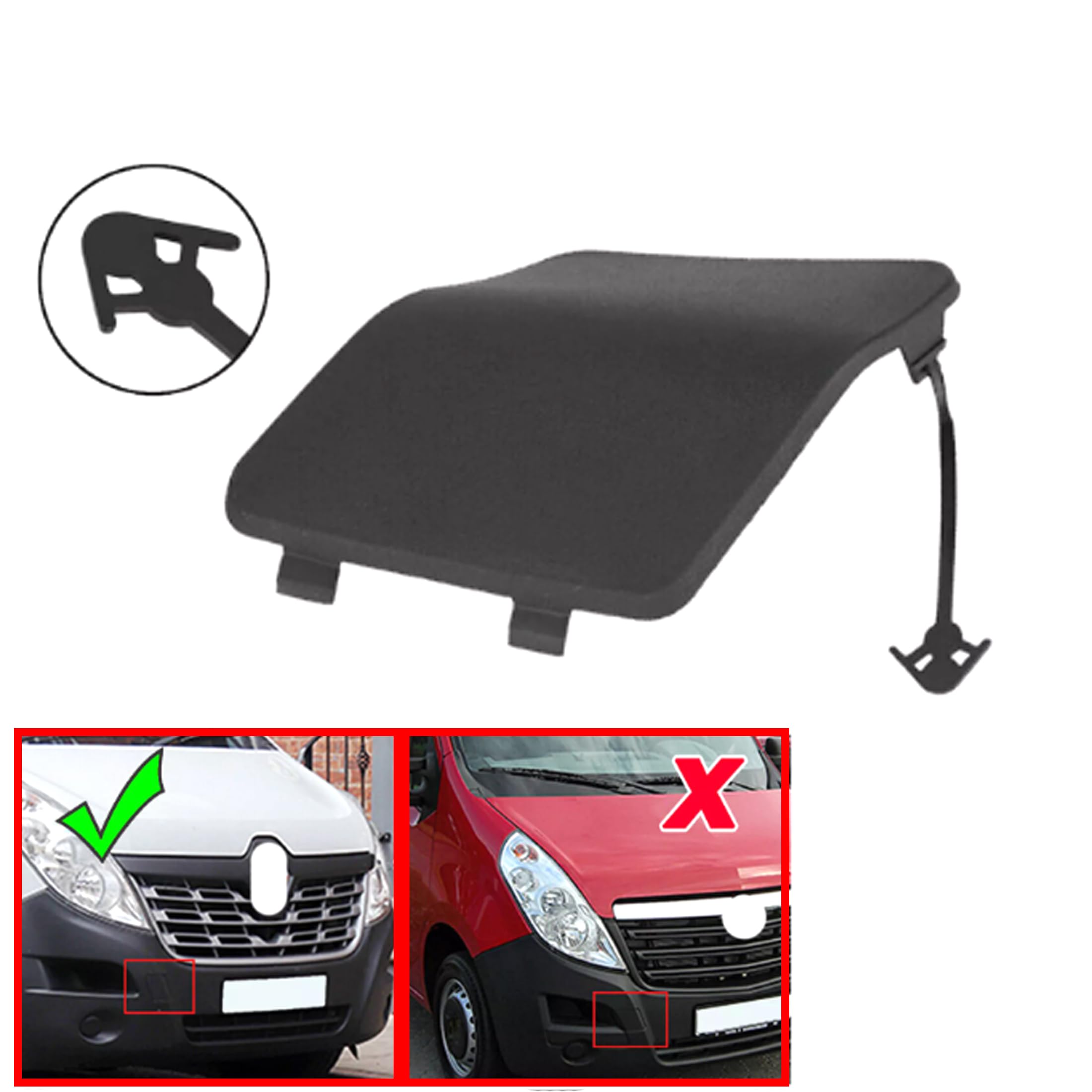 Partsline Cache de Trou de Crochet de Remorquage Avant compatible avec NV400, Movano B, Master III (2010-) - Réf 511800537R