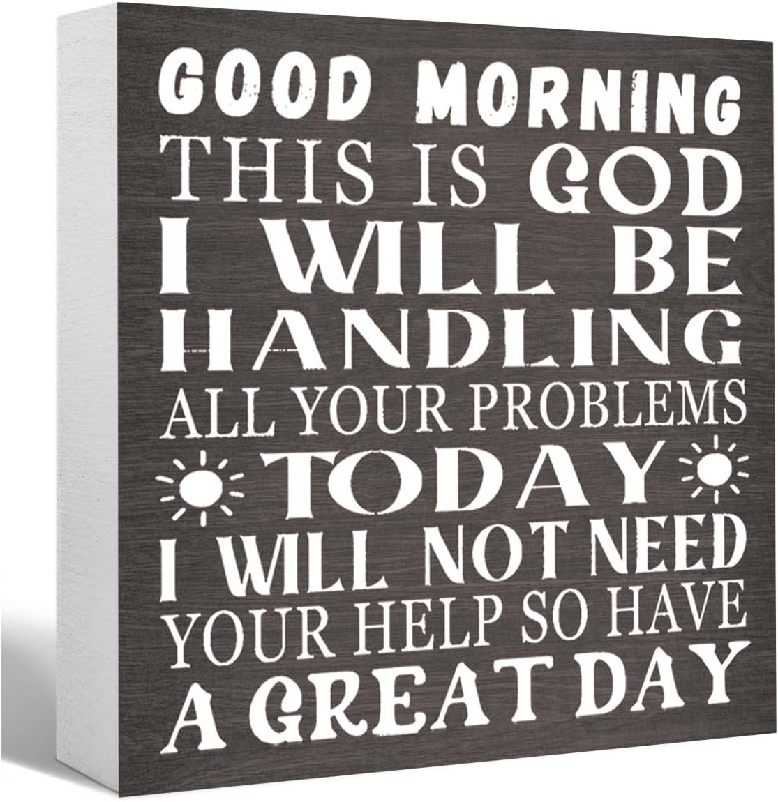 7x7 Inch Wooden Box Sign Good Morning This Is God Farmhouse Decor