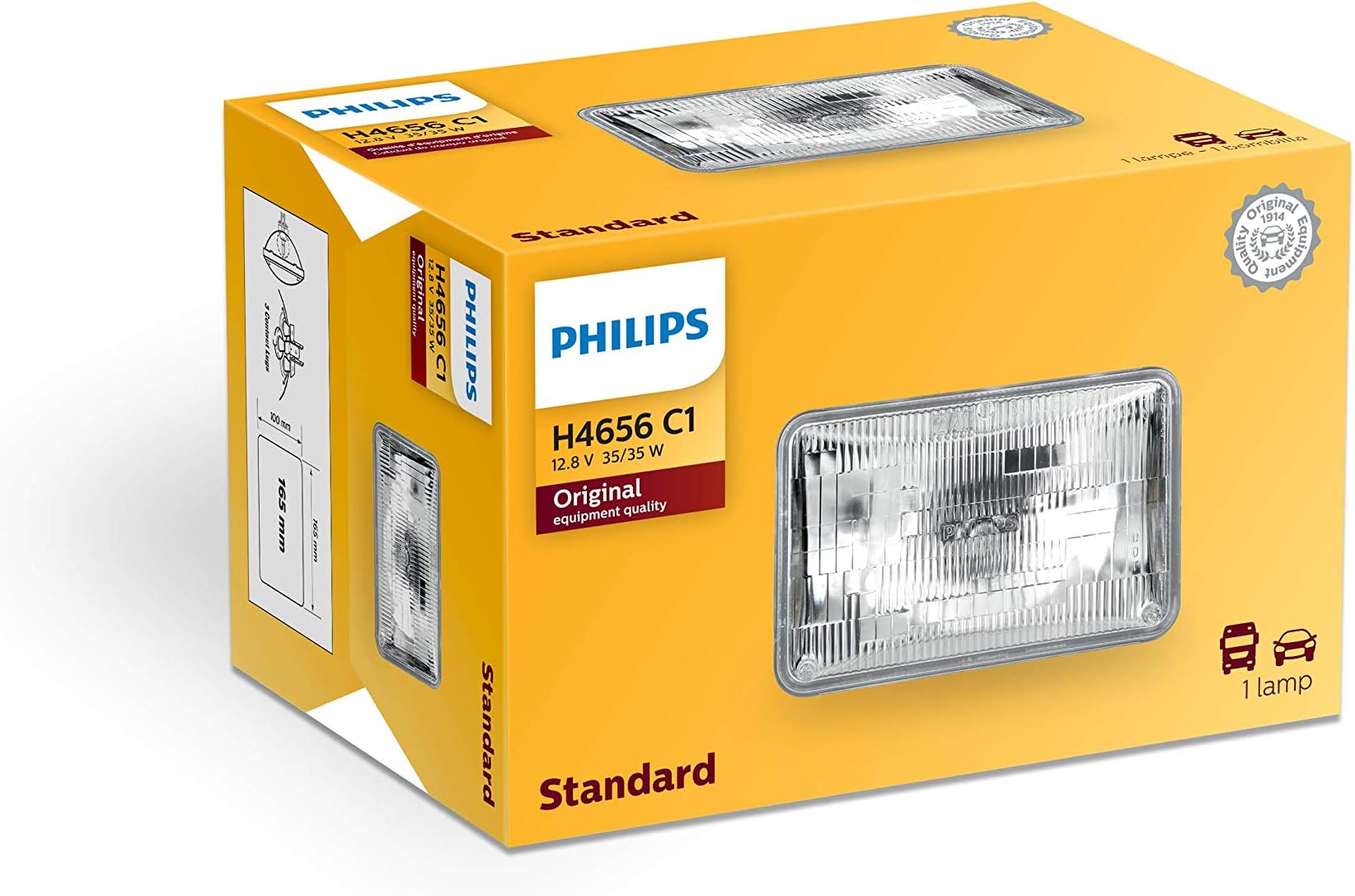 H4656C1 Standard Halogen Sealed Beam headlamp, 1 Pack