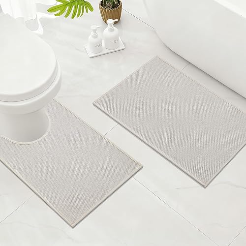 YIHOUSE Juego de 2 tapetes de baño, antideslizantes, absorbentes, ultrafinos, de secado rápido, lavables a máquina, para baño, cocina, lavandería
