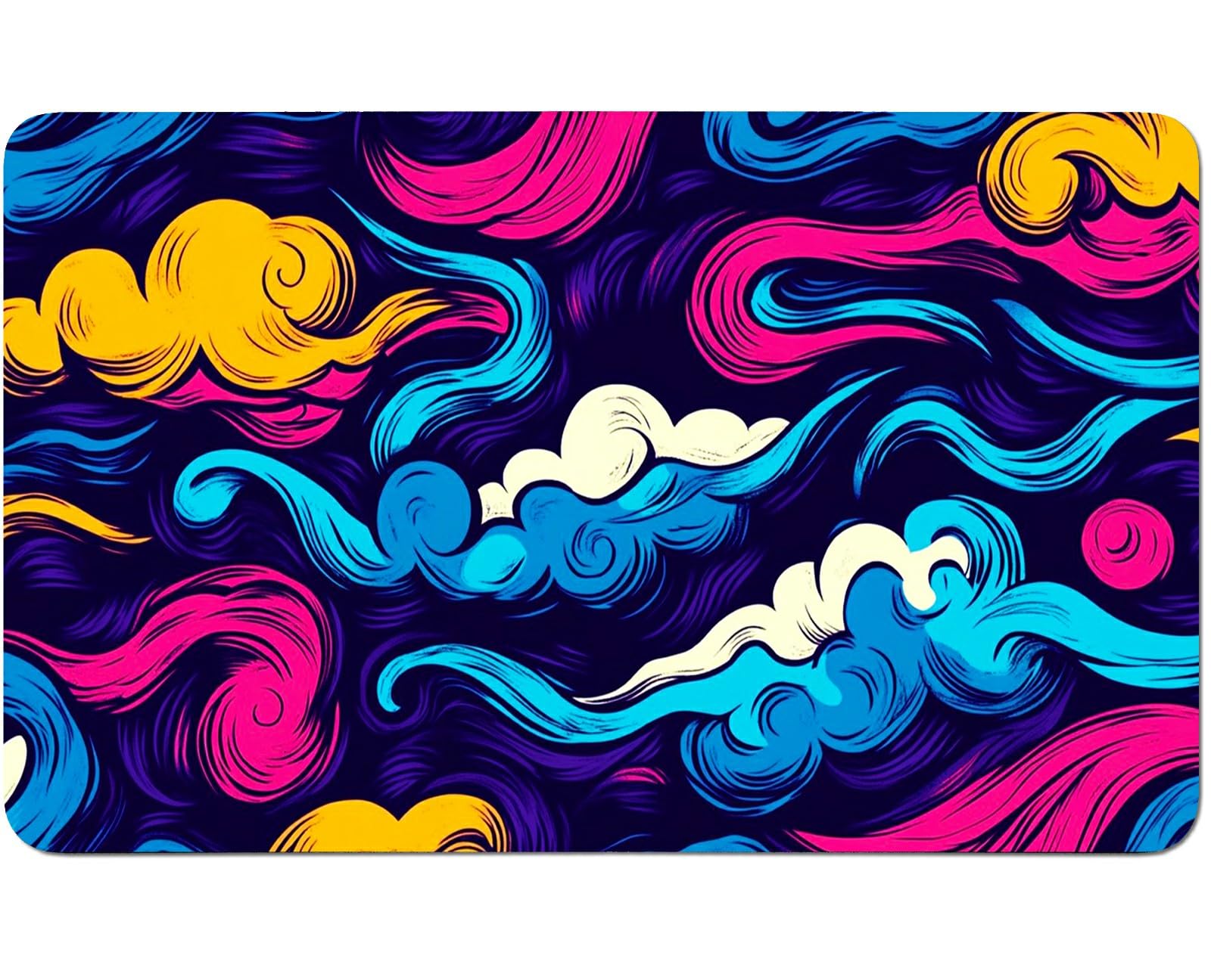 RWUTYTIUL for MTG Card Playmat 24 X 14 Inch with No Zone, Stitched Play Mat for Commander Board TCG RPG CCG Game Desktop Tablet Mouse Pad for Playing Accessories, Blue Waves Clouds