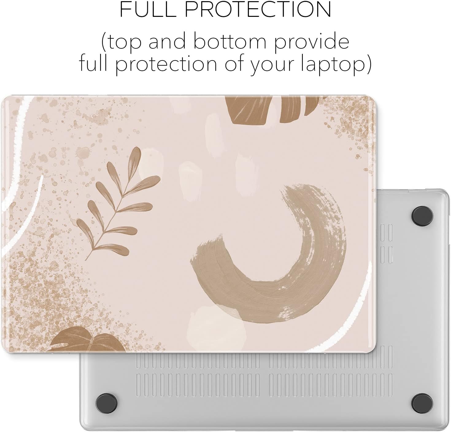 Hard Case Compatible with MacBook Air 13 15 inch Pro 16 14 M5 M4 M3 M2 M1 2026 2025 2024 2022 2020 Abstract Cover Leaf Painting Simple Beige Laptop Cover Minimalist Earthy Art Strokes