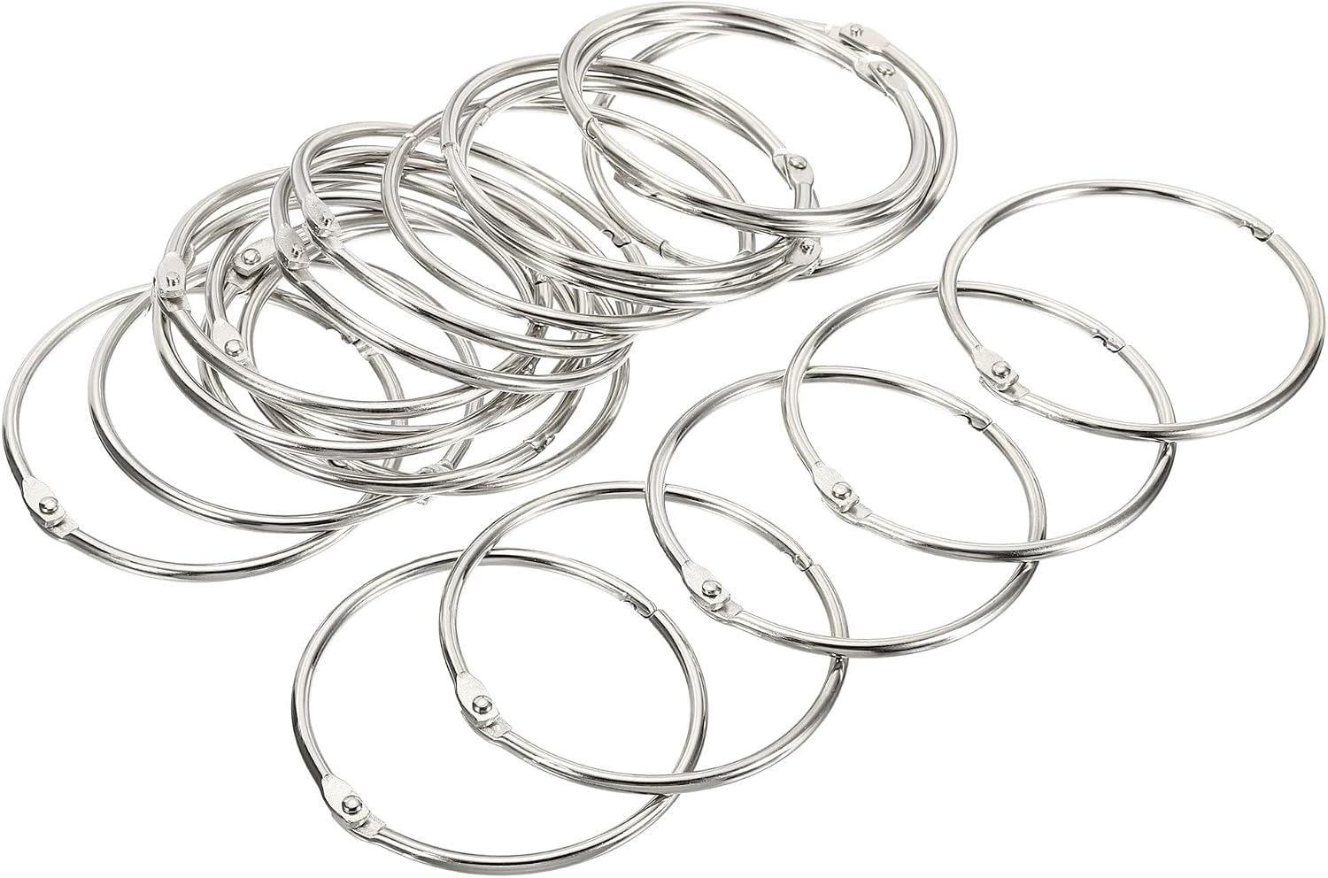 PATIKIL 3.5" Dia Binder Rings, 20 Pack Detachable Metal Book Loose Leaf Rings for Index Cards Scrapbooks Word Cards Silver Tone