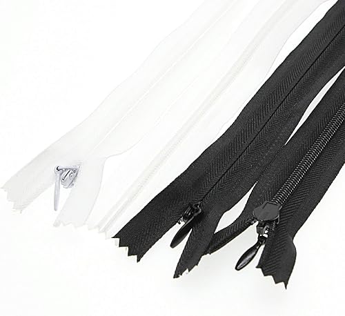 Miniatura 4 de Leekayer Cremallera invisible de 16 pulgadas para coser  3# Negro Blanco 16.0 in Nylon oculto para almohada, cojín, colchón, cama de perro,