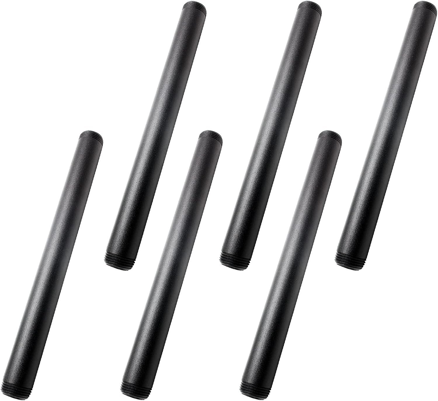 BokWin 6 Pcs 1/2 Inch x 12 Inch Black Pipe Thread | Heavy Duty, Vintage Pipe Fitting, Industrial Shelving Decoration