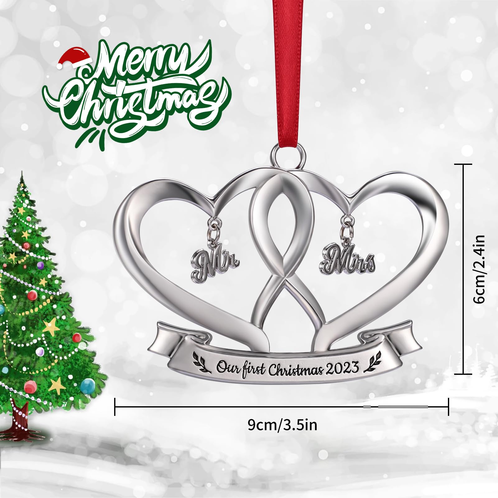 Adorno Navideño De Cerámica En Forma De Corazón - Mensaje 'I Wish You Lived Next Door'