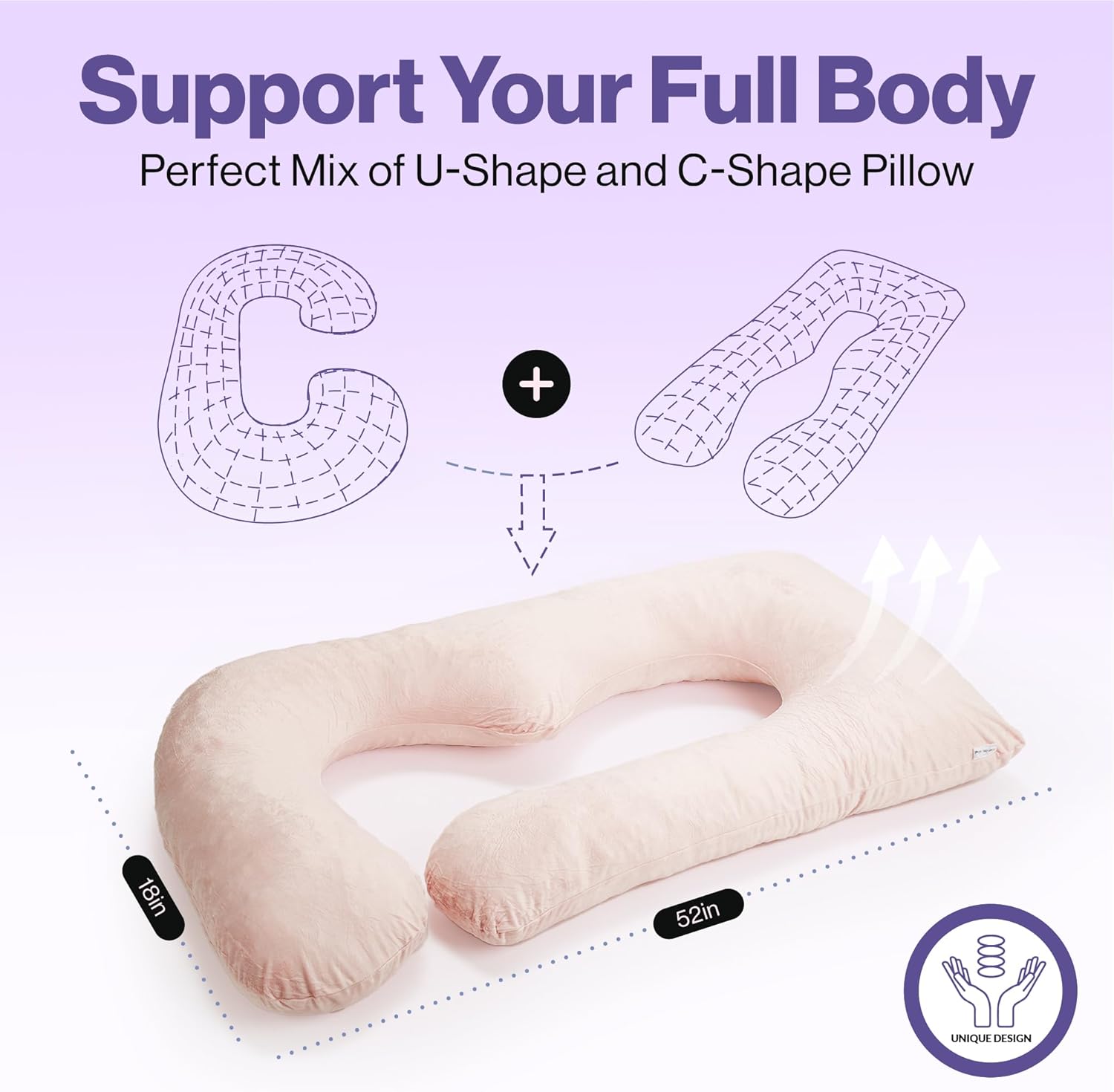 Memory Foam Pregnancy Pillow for Sleeping - U-Shaped Full Body Pregnancy Pillow - Body Pillow for Adults, Maternity Pillow - Support for Back, Legs, Belly, HIPS for Pregnant Women