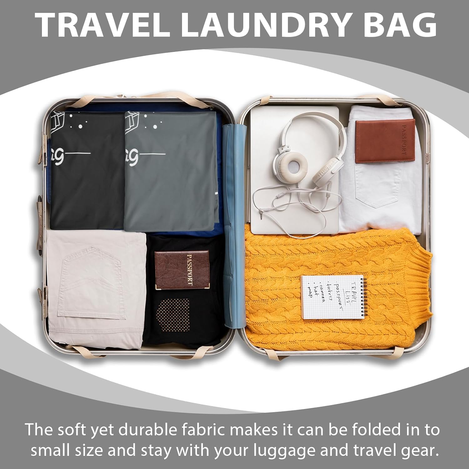 2 Pezzi Sac De Linge Sale Avec Cordon, 60x50cm Sac A Linge Sale Voyage