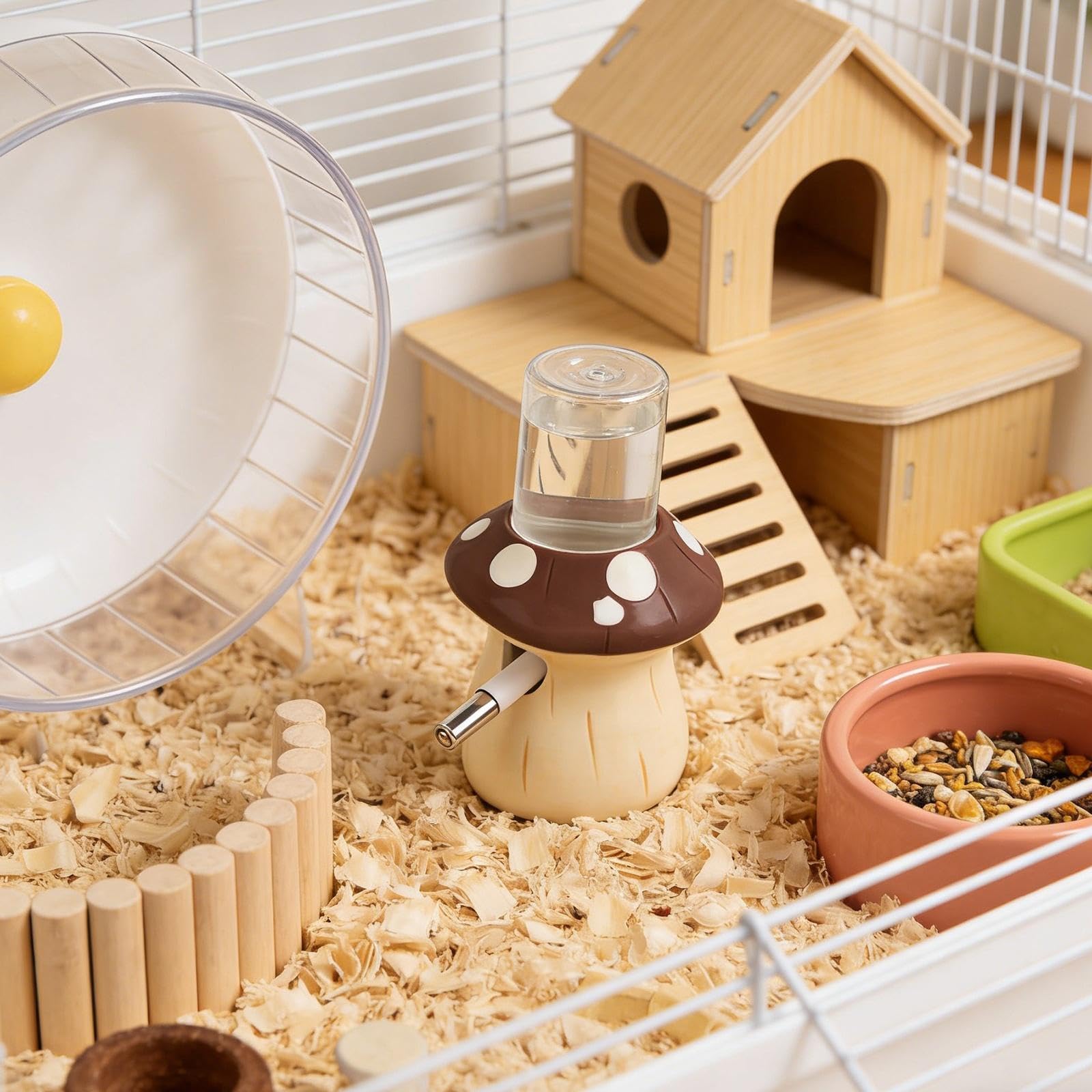 Sharplace Bouteille d'eau pour Hamster, Accessoires pour Petits Animaux (Furet, Souris, Gerbille), Distributeur d'eau en céramique à Motifs, Accessoires, Brun