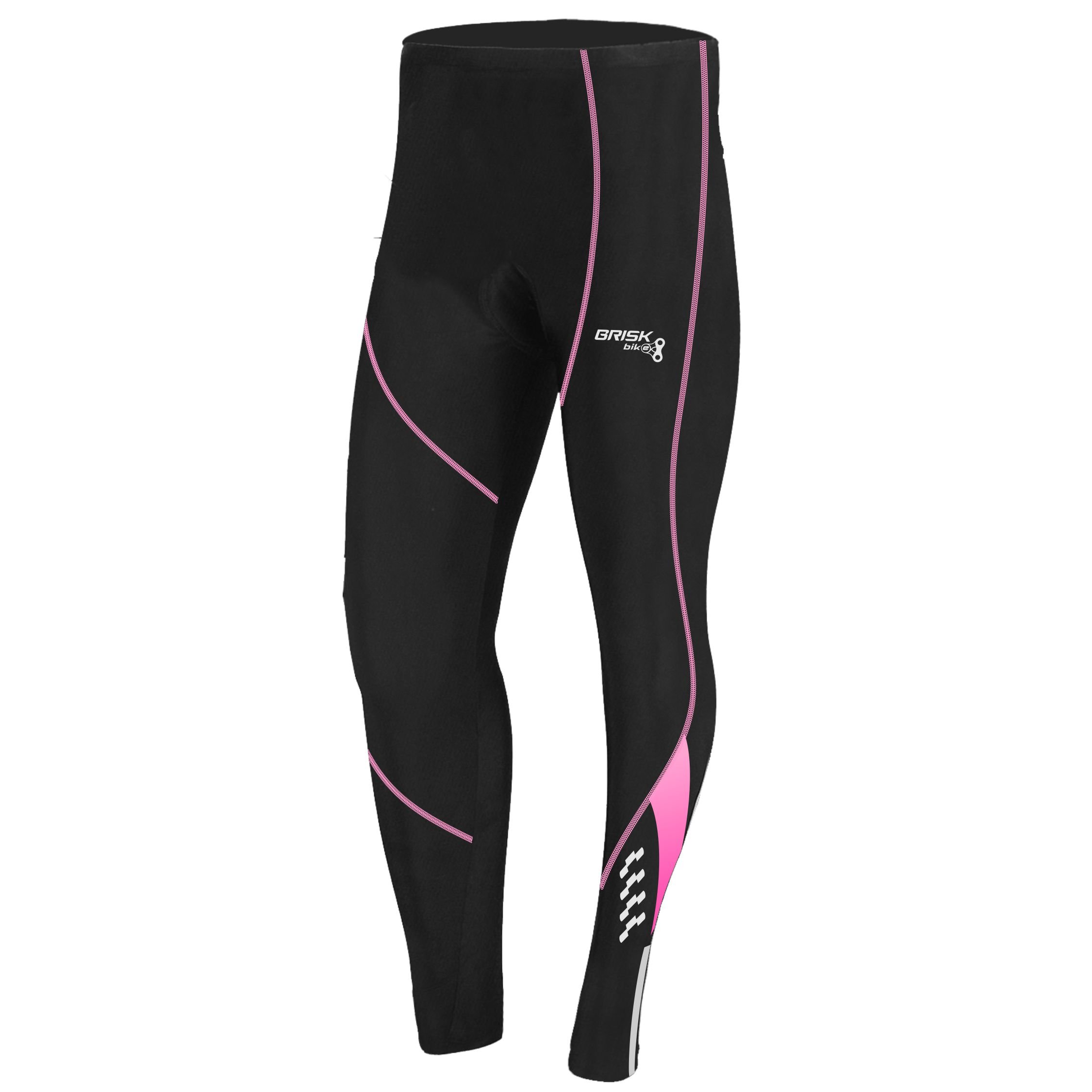 Brisk Bike Pantalons de Cycliste Femme avec Fermetures éclair réfléchissantes Collants de Cyclisme rembourrés Cool Max Extensibles pour Le Cyclisme - Pantalon Cycliste Femme Long